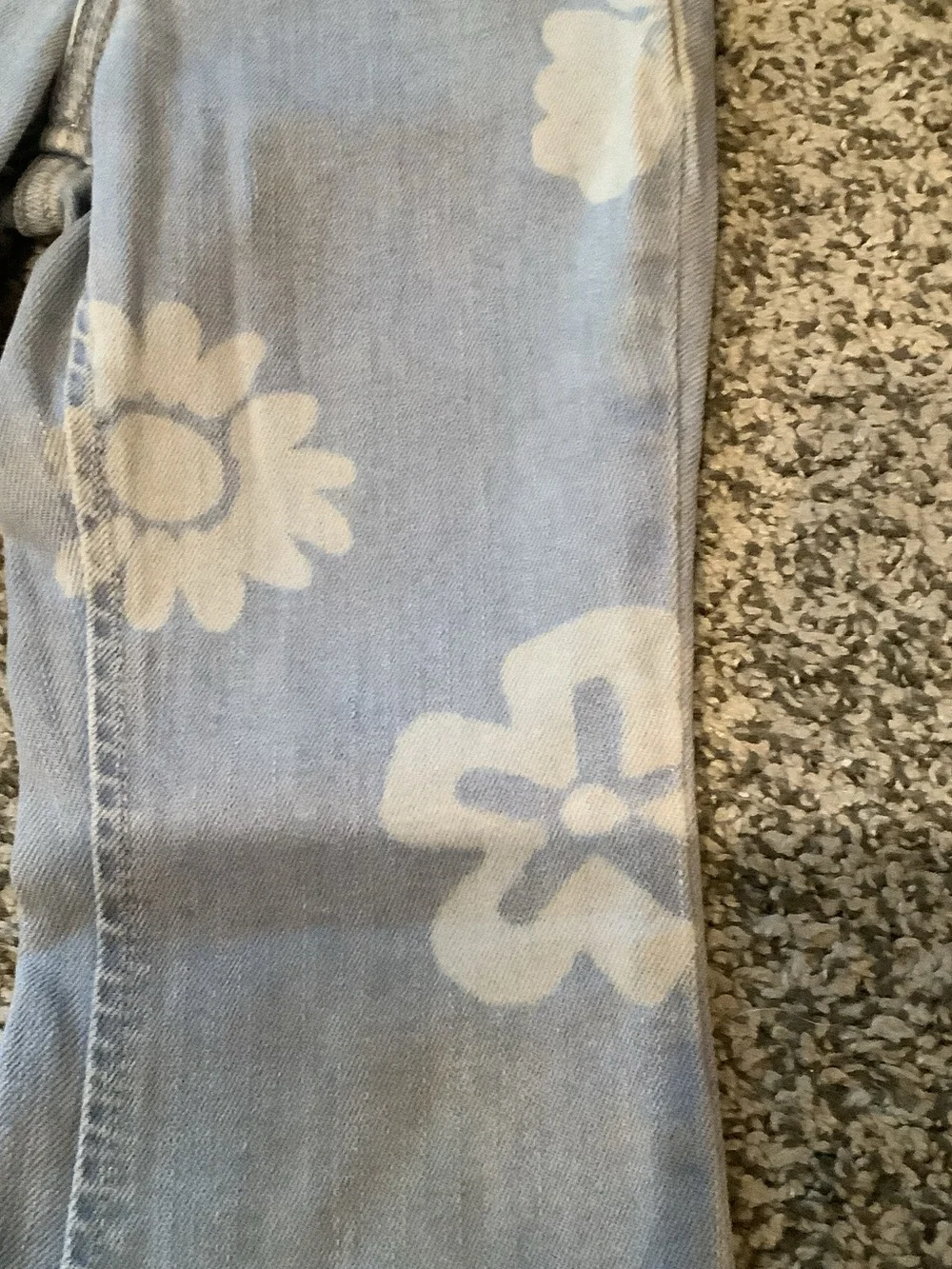 Girls Size 6x Light Blue Floral Print Bootcut Jeans